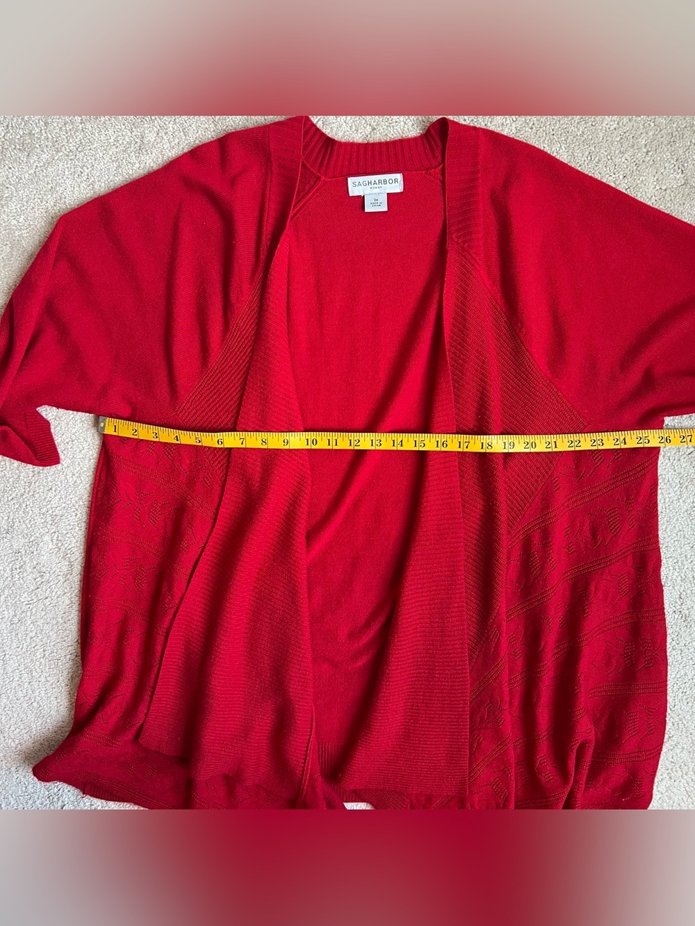 Sag Harbor VINTAGE 3X Red Open-Front Waterfall Cardigan Holidays Christmas - Picture 5 of 6